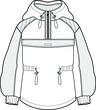 anorak jacket men and women unisex hooded jacket flat sketch vector illustration