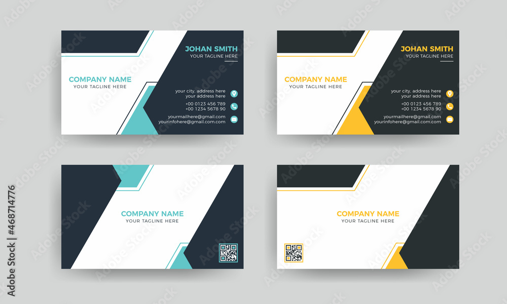 Double-sided Two colour creative business card design template. Stock ...