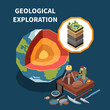 Geology Earth Exploration Isometric Colored Composition