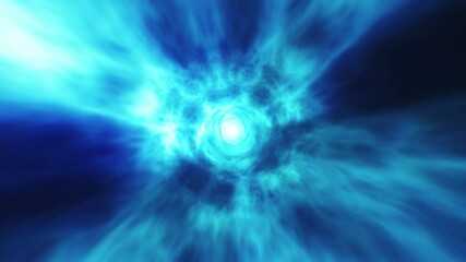 Wall Mural - abstract blue energy tunnel through time and space with vortex energy flows. travel through wormhole