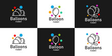 Set Of Minimalist Funny Moment, Balloons Party Logo Design Concept