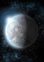Wall Mural - vertical wallpaper of planet in space. outer dark space wallpaper. surface of planet . sphere. view 