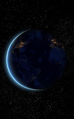 Wall Mural - vertical wallpaper of planet in space. outer dark space wallpaper. surface of planet . sphere. view 