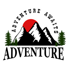 Wall Mural - adventure. emblem with mountain. design element for logo, emblem, sign, poster, t shirt. vector illu