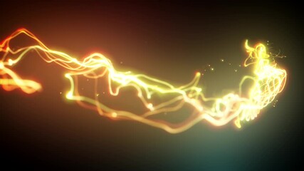 Poster - Abstract Energy Fluid Particles Fx Graphic Intro Background/ 4k animation of an abstract wallpaper of fluid particles background graphic design intro with depth of field and light flare fading in and 