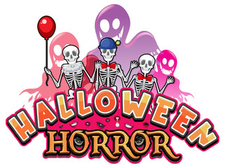 Poster - Halloween Horror banner with skeleton ghosts