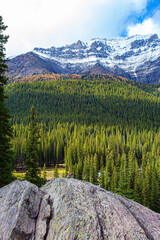 Wall Mural - Coast of the mountain lake Moraine