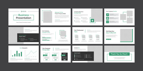 creative and modern business powerpoint presentation slide template design set and magazine, page la