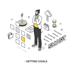 Setting Goals Isometric Illustration