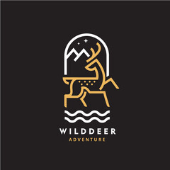 Wall Mural - wild deer line art color vector illustration