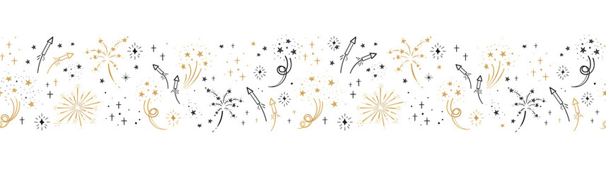fun hand drawn doodle fireworks, seamless pattern, great for textiles, wrapping, banner, wallpapers 