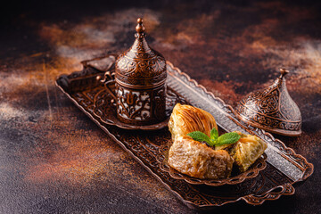Wall Mural - Traditional turkish, arabic sweets baklava