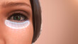 Wireframe and glow light graphic on eye skin woman with 3d rendering.