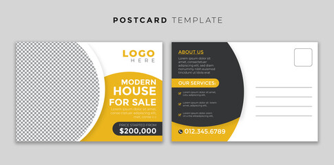 Real estate postcard design template vector