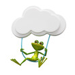 3D Illustration of a Frog Swinging on a Cloud