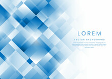 Abstract Template Background White And Bright Blue Squares Overlapping And Texture.