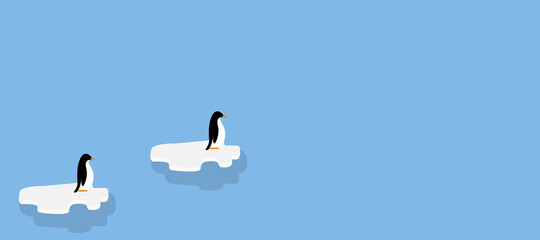 background image of the ocean and the ice on which the penguin swims, vector illustration