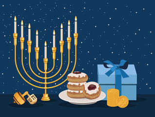 Canvas Print - happy hanukkah celebration