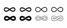 Infinity And Eternity Vector Icons Set. Endless Loop Sign And Logo