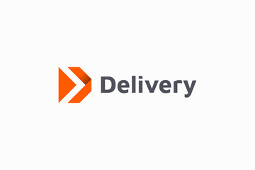 Poster - Initial Letter D Logo. Geometric Shape D Letter with Right Arrow Origami Style isolated on White Background. Usable for Business and Delivery Logos. Flat Vector Logo Design Template Element.