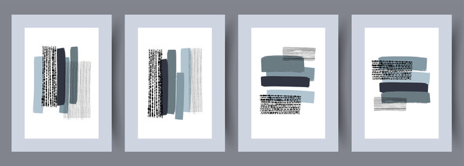 Wall Mural - printable wall art vector poster set. hand drawn minimalism design for scandinavian interior.