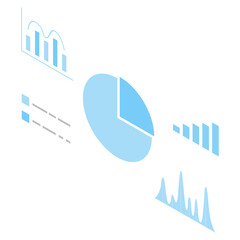Wall Mural - business blue analysis symbols for reports and presentations. isometric graph. big data concept. vec