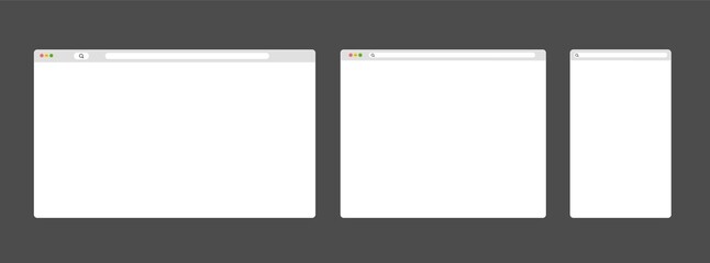 Poster - Modern browser window set on dark grey background. Web window screen.