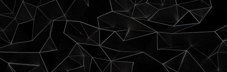 Poster - Abstract dark polygonal mosaic background