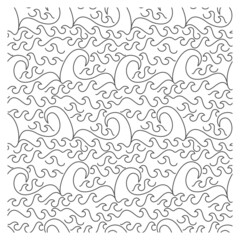  Seamless pattern with waves for colouring. Design for backdrops with sea, rivers or water texture.