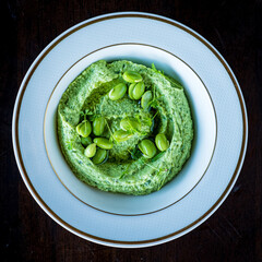 Wall Mural - green hummus with edamame beans