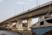 Кiver Bridge And Abandoned Boat