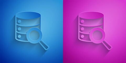 Poster - Paper cut Server, Data, Web Hosting icon isolated on blue and purple background. Paper art style. Vector