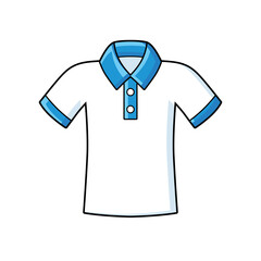 Wall Mural - White blue polo shirt isolated cartoon vector icon