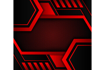 Poster - Abstract background with geometric pattern. Vector illustration. dark hexagon background and red light with hexagon pattern texture. 3d illustration. black background