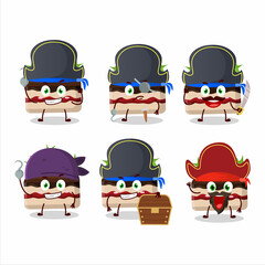 Poster - Cartoon character of slice of pudding cake christmas with various pirates emoticons