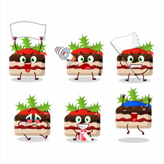 Sticker - Mascot design style of slice of pudding cake christmas character as an attractive supporter