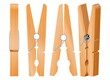 Realistic brown wooden clothespin isolated, wooden pegs pin for laundry, clip clothes to a line.
