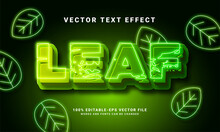 Leaf 3D Text Effect. Editable Text Style Effect With Green Light Theme, Suitable For Nature Event Needs .