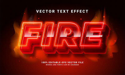 Wall Mural - Fire 3D text effect. Editable text style effect with red light theme, suitable for fire theme needs .
