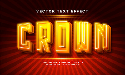 Wall Mural - Crown 3D text effect. Editable text style effect with gold light theme, suitable for luxury theme needs .