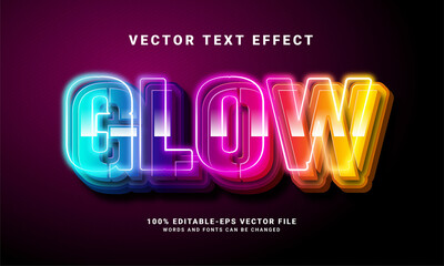 Wall Mural - Glow 3D text effect. Editable text style effect with colorful light theme, suitable for night party needs .