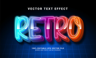Wall Mural - Retro 3D text effect. Editable text style effect with colorful light theme.