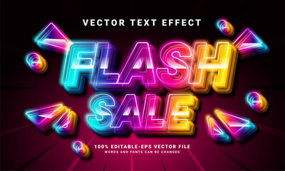 Wall Mural - Flash sale 3D text effect. Editable text style effect with colorful light theme, suitable for promotion sale needs.