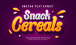 © Niestart Creation - Snack cereals 3D text effect. Editable text style effect with food menu theme. Suitable for food promotion needs.