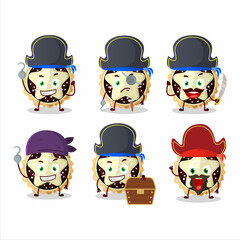 Sticker - Cartoon character of star chocolate pie with various pirates emoticons