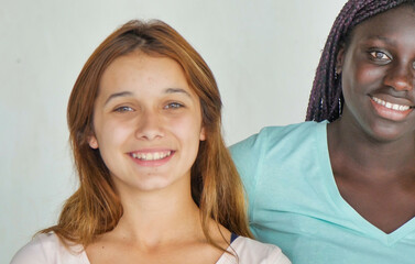 Sticker - Caucasian and african teenager females