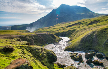 Sticker - Amazing Skogafoss Waterfalls in Iceland