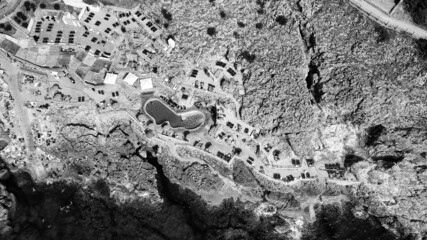 Canvas Print - Amazing aerial view of Anacapri Lighthouse Beach in summer season. Spiaggia del Faro from drone, Italy.