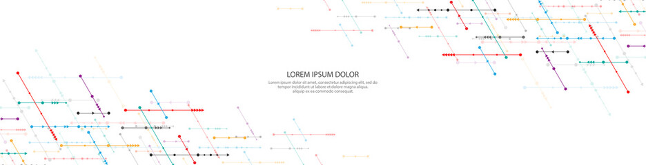 Website header or banner design template. Abstract technology background with arrows and lines