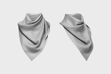 knitted silk shawl scarf isolated on a background. mock up front and side view. stylish neckerchief 